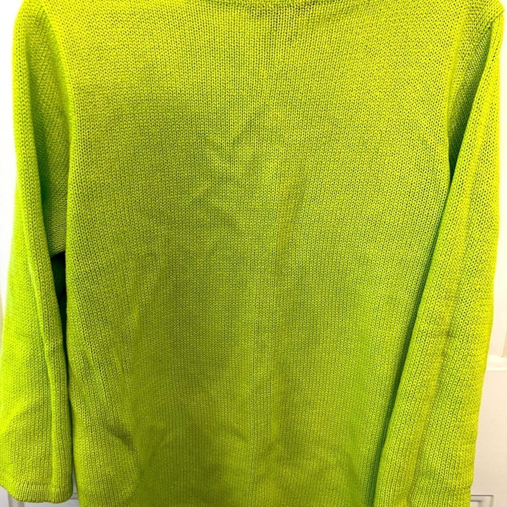 LAUREL, Ralph Lauren, XL green 100% mercerized cotton. 3/4 sleeve. Open weave